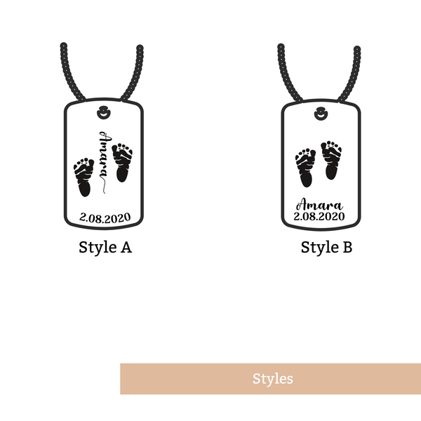 Baby Footprint Small Dog Tag Necklace