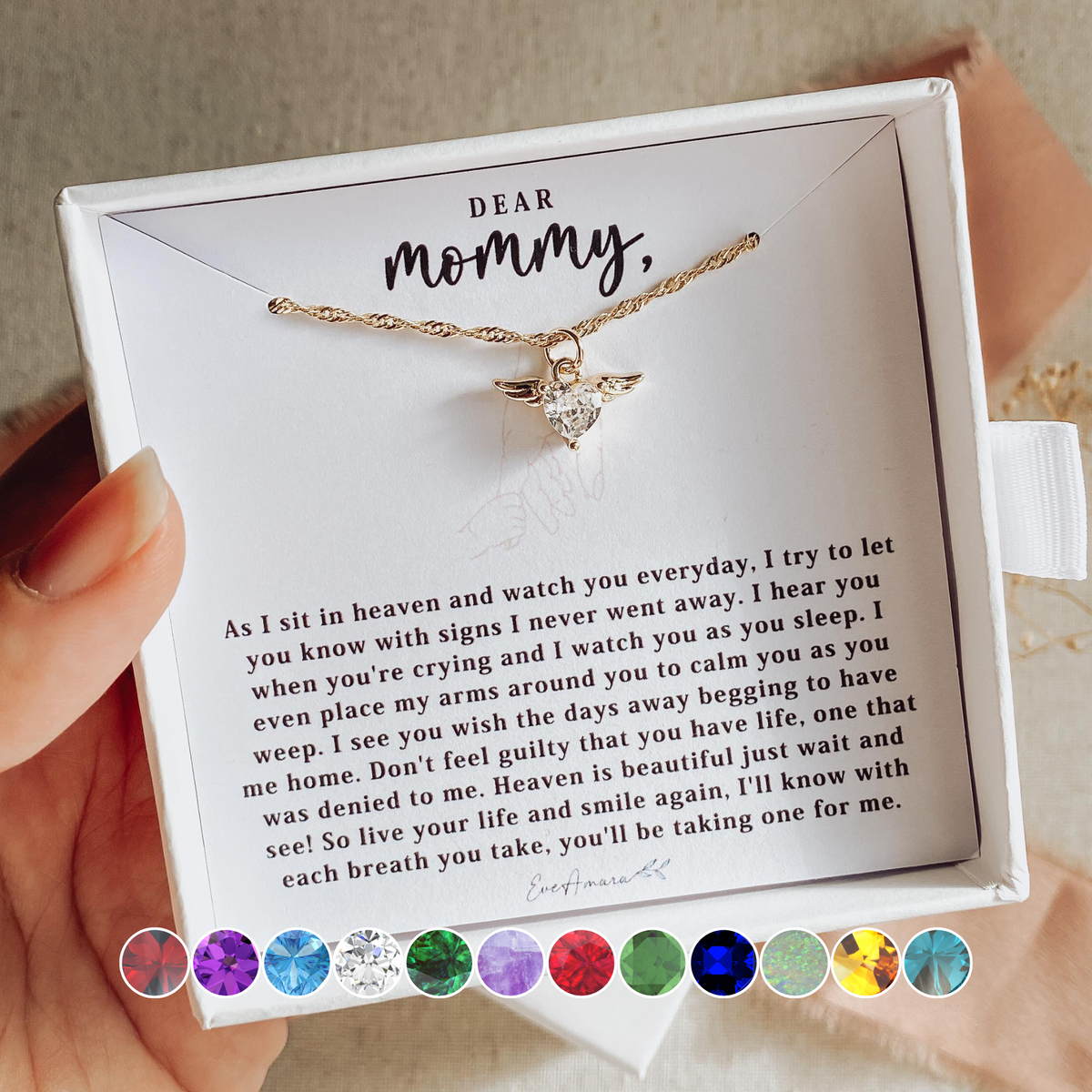 Mama of an Angel Heart with Wings Necklace – EveAmara
