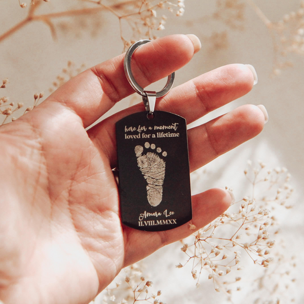 Here for a moment Loved for a lifetime Stainless Steel Keychain