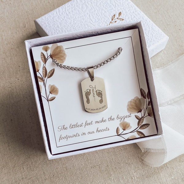Baby Footprint Small Dog Tag Necklace
