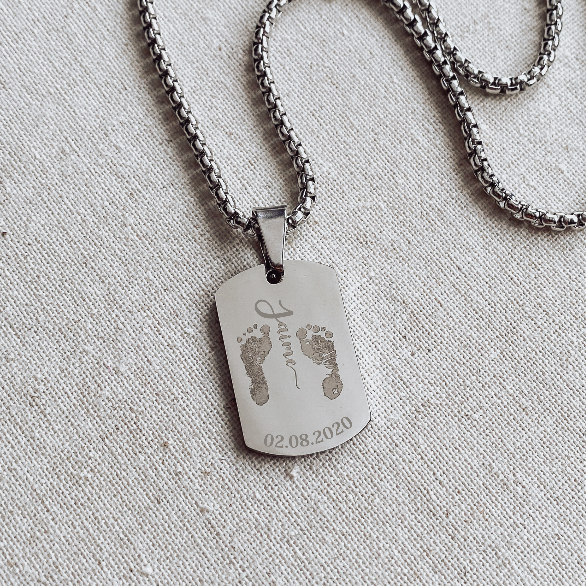Baby Footprint Small Dog Tag Necklace
