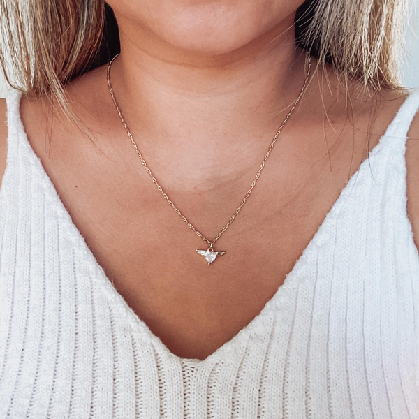 Mama of an Angel Heart with Wings Necklace