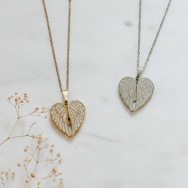 Angel wing secret message necklace