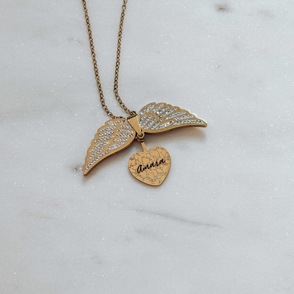 Angel wing secret message necklace