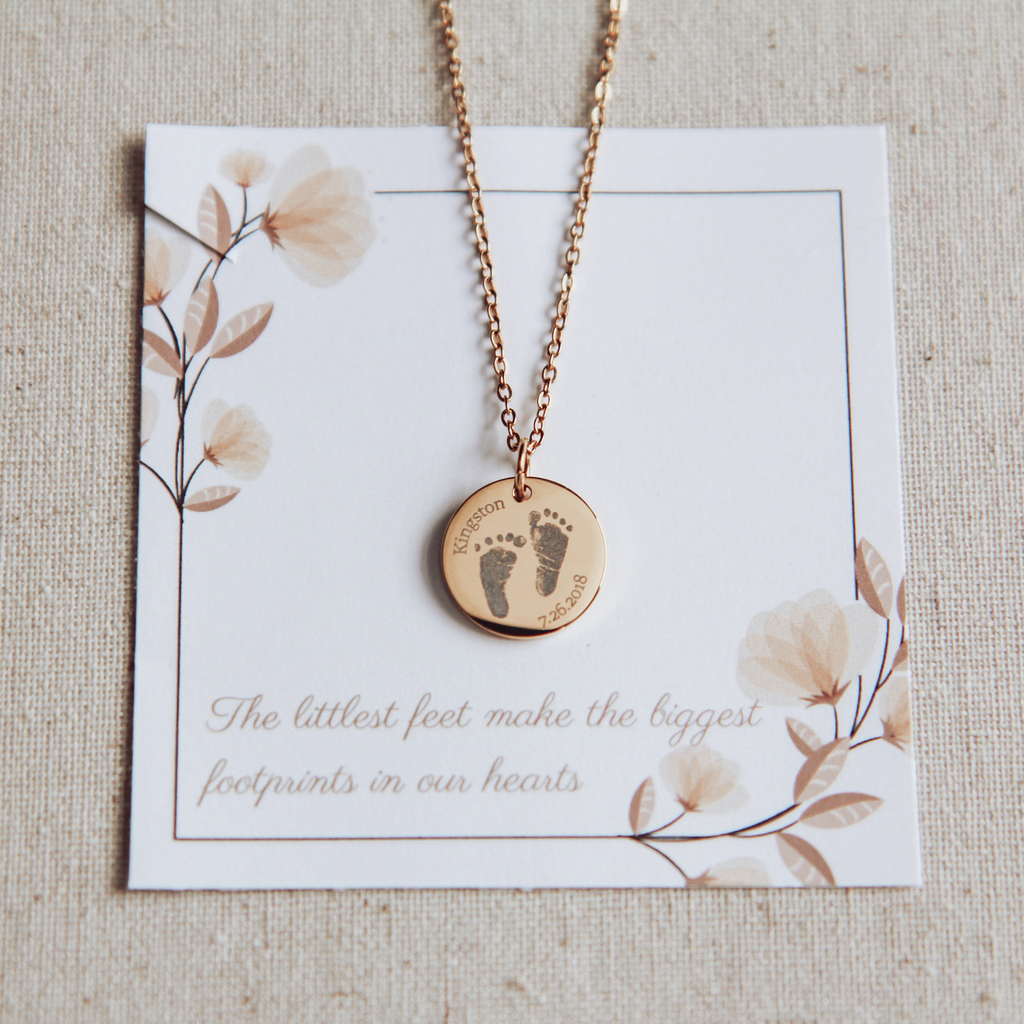 Gold baby 2025 footprint necklace