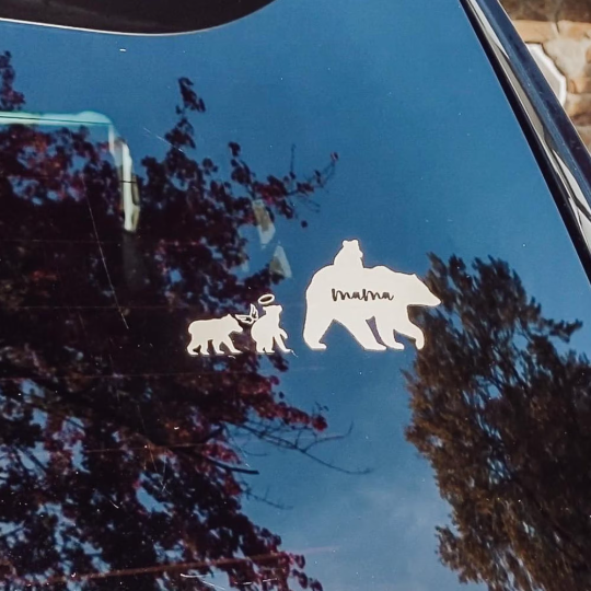 Angel Baby Bear Family Decal