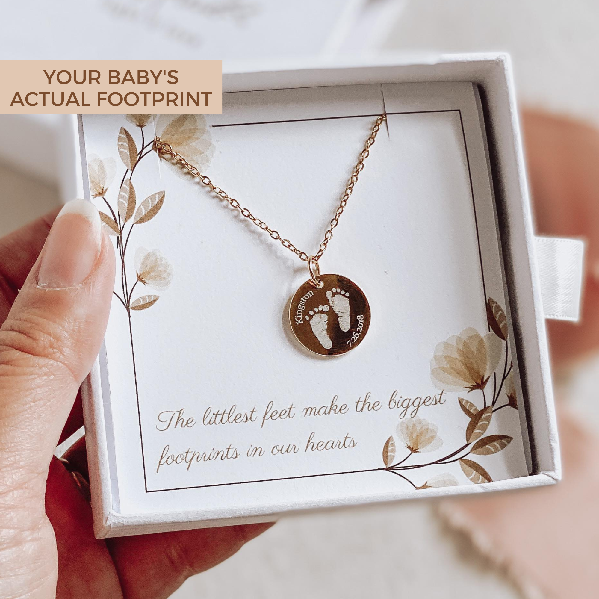 Personalised top footprint necklace