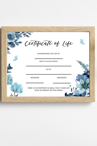 Blue Certificate of Life